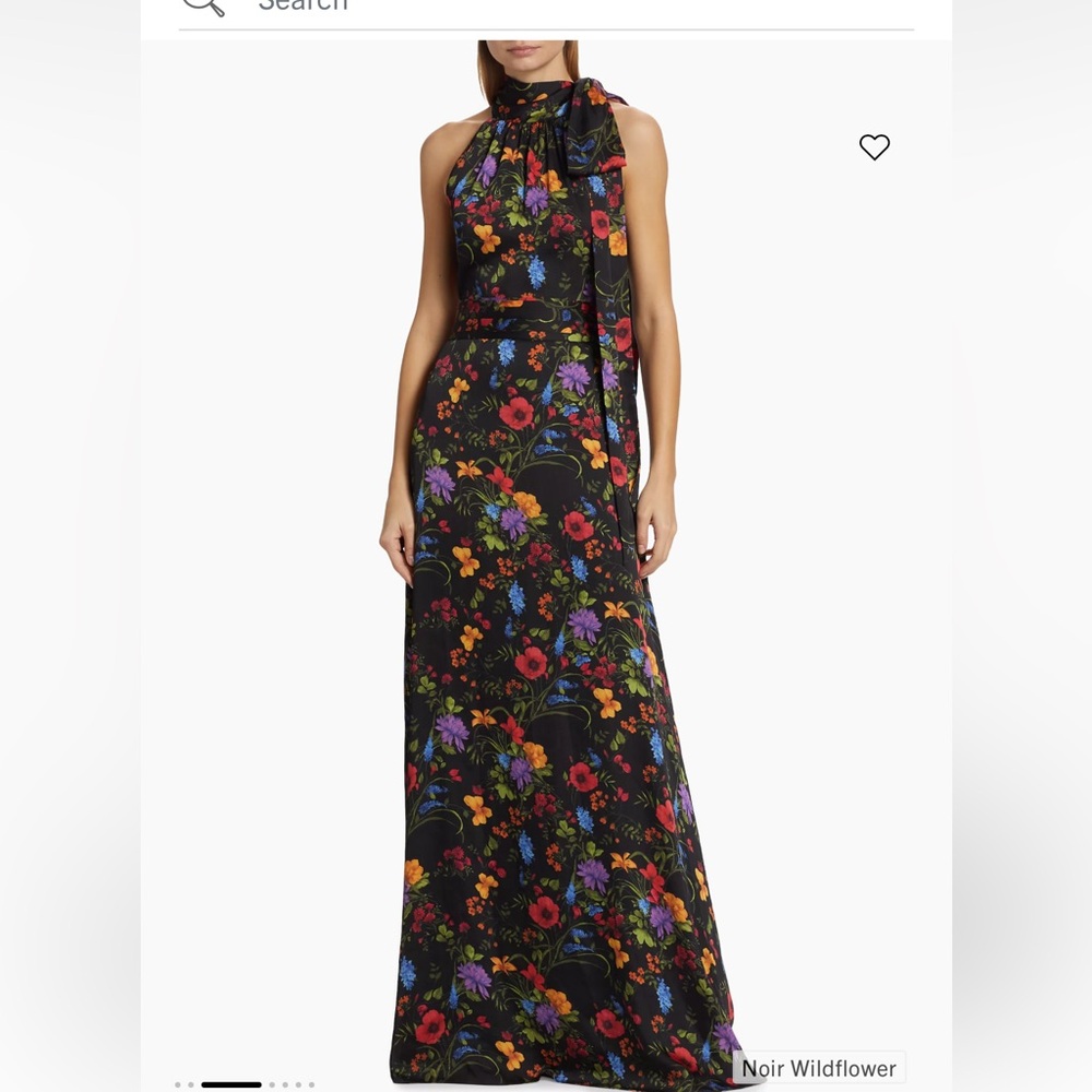 Sachin + Babi Black Maxi Dress with Red, Purple, Orange & Blue Floral Print